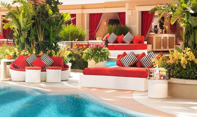Encore Beach club daybed staging area