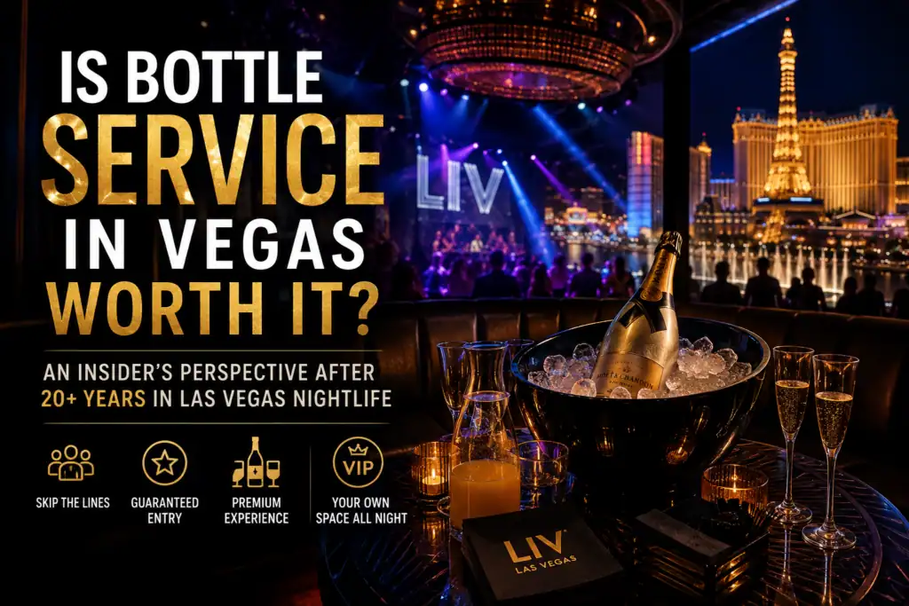 Las Vegas nightclub bottle service table with reserved seating and table service