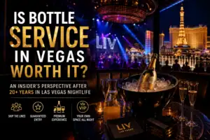 Las Vegas nightclub bottle service table with reserved seating and table service