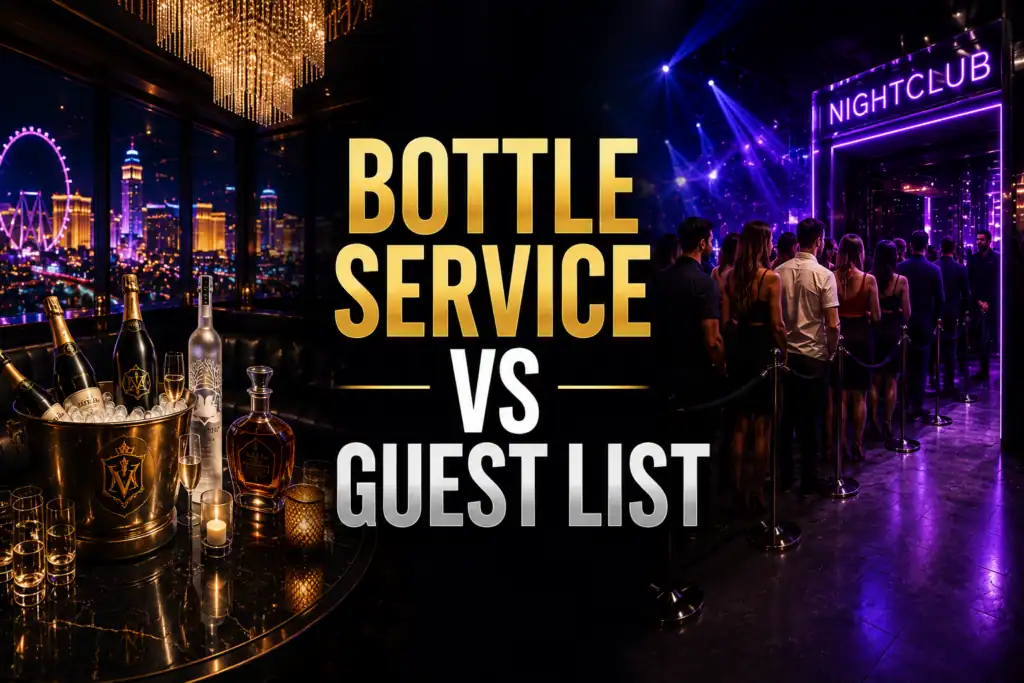 Guest list vs bottle service comparison at a Las Vegas nightclub