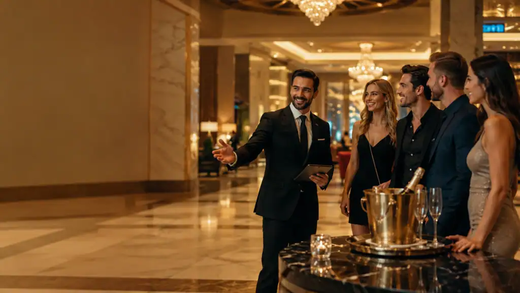 Luxury Las Vegas VIP host helping guests plan bottle service and nightlife experiences